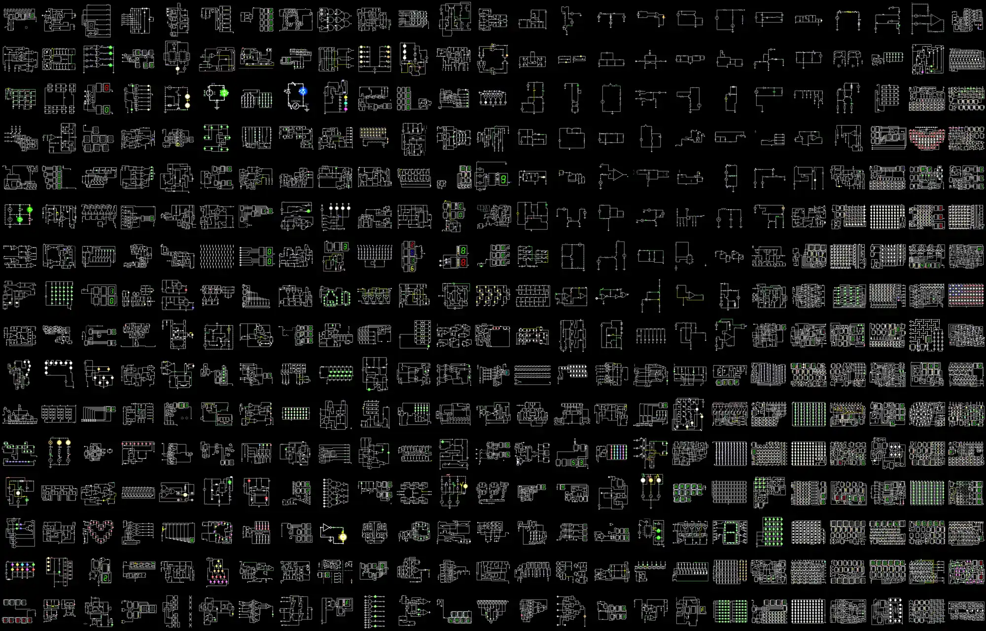 Hundreds of different electronic circuit schematics that can be clicked and simulated in EveryCircuit online.